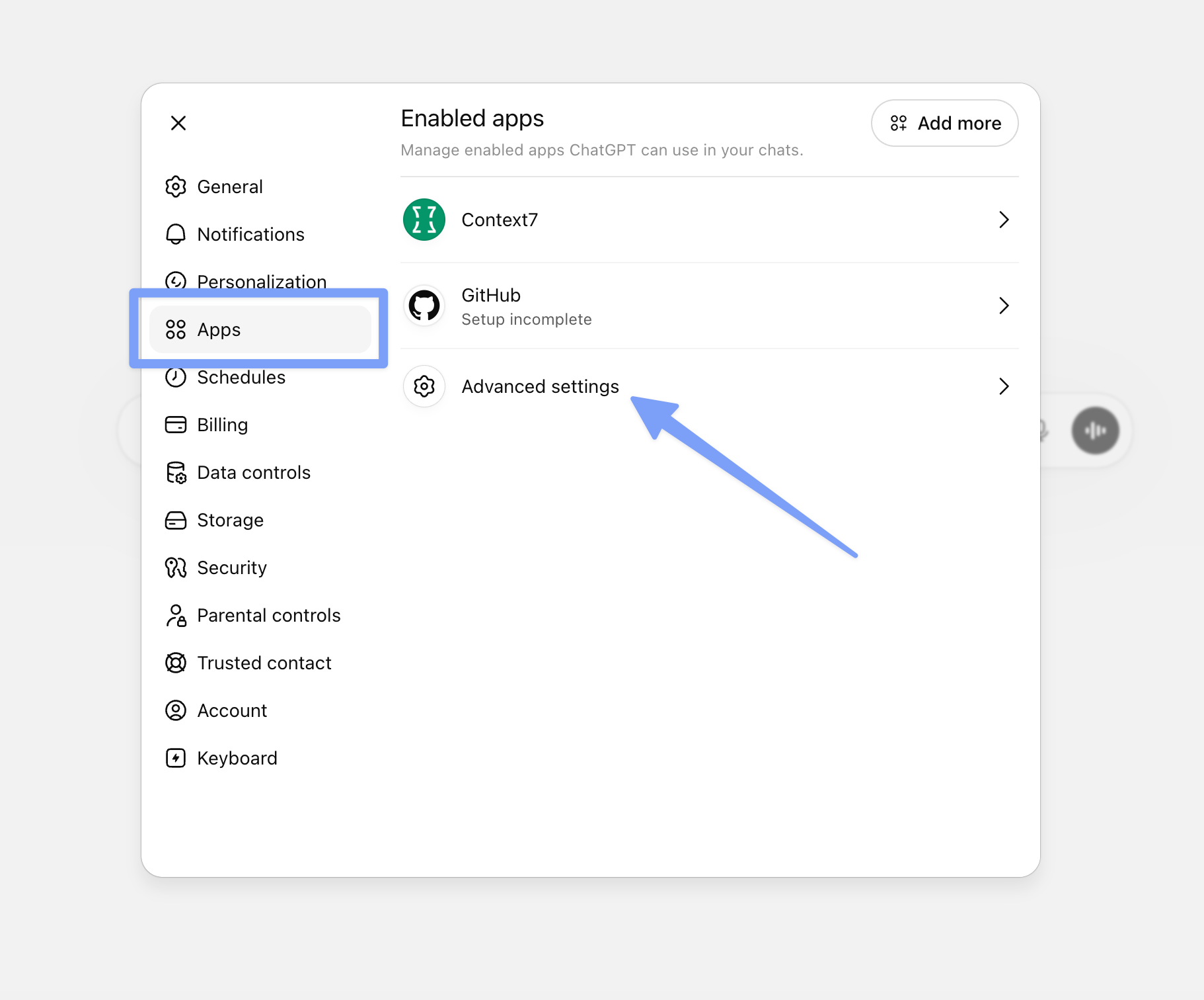 Step 3: Open Advanced settings