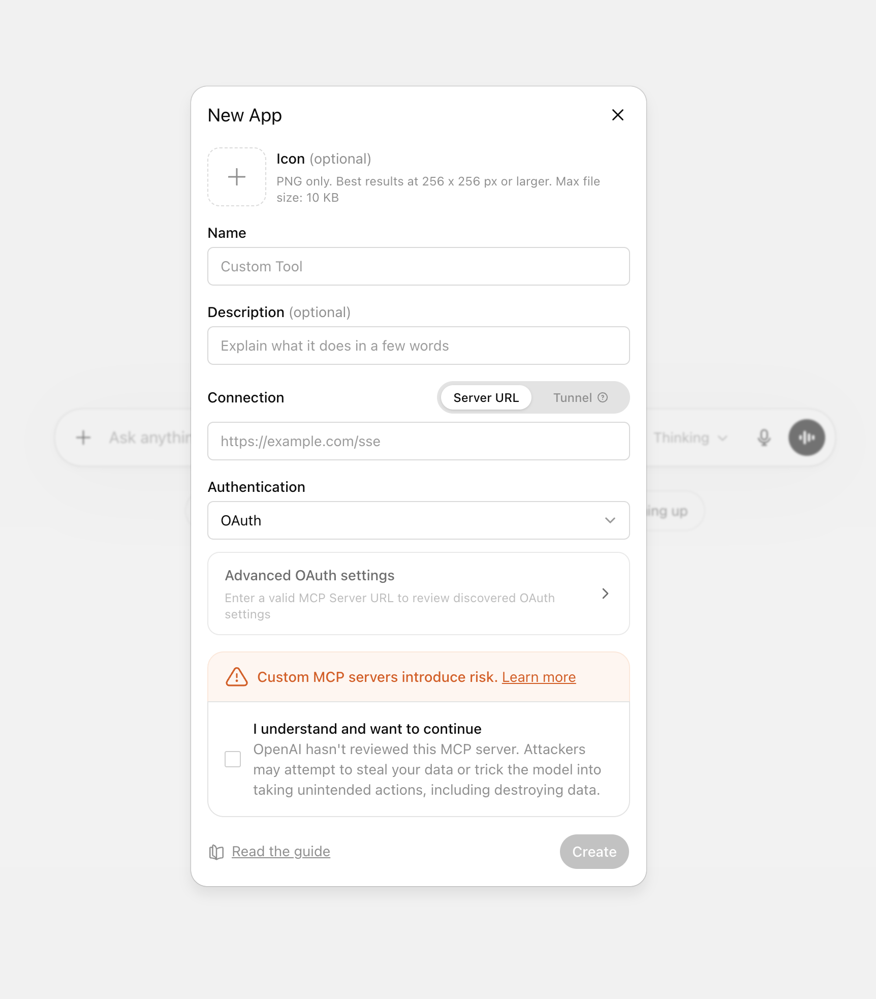Step 5: Create an app and fill in the form