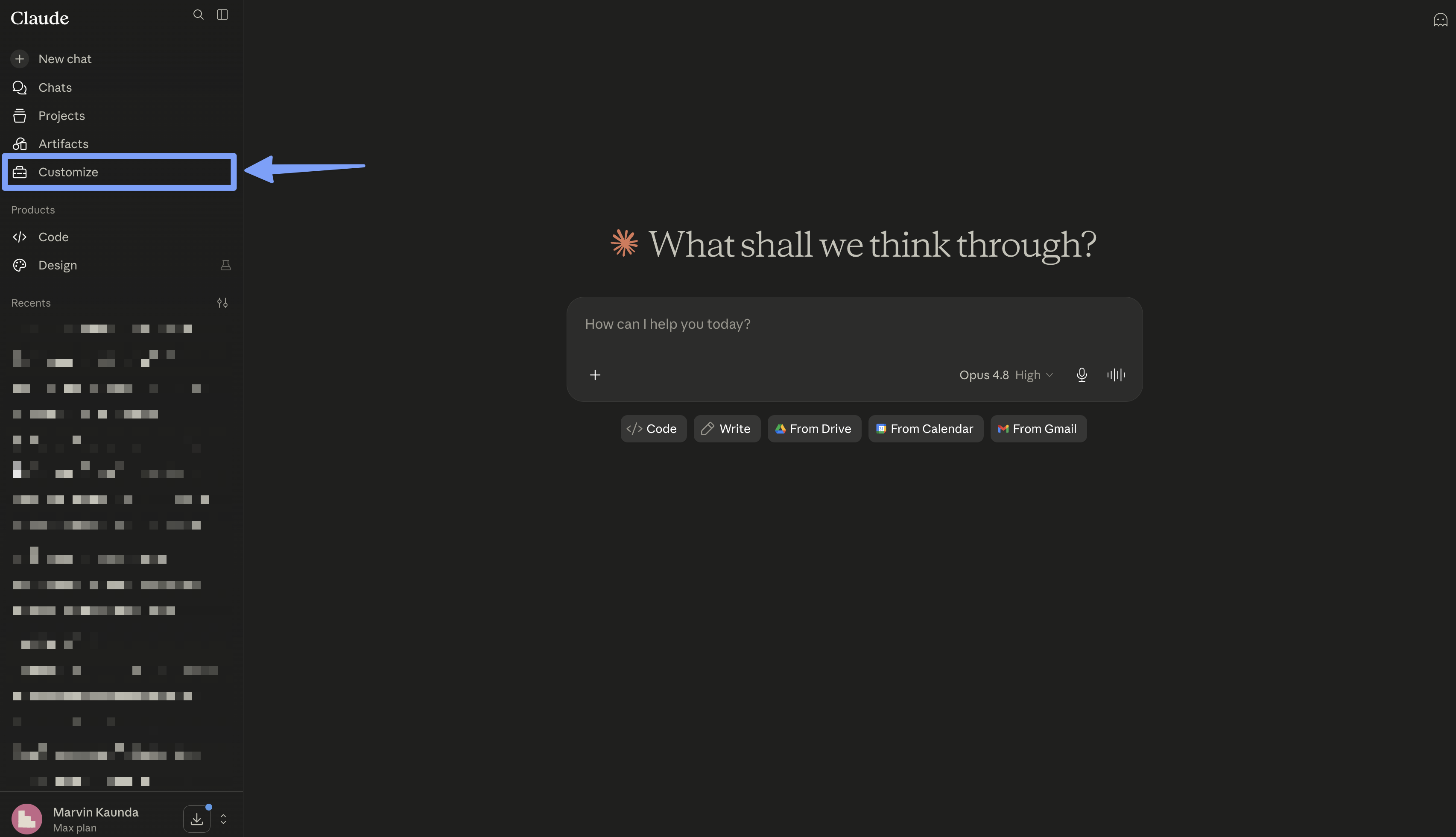 Step 1: Open Customize